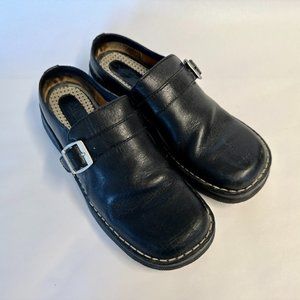 retro Born Black leather clogs